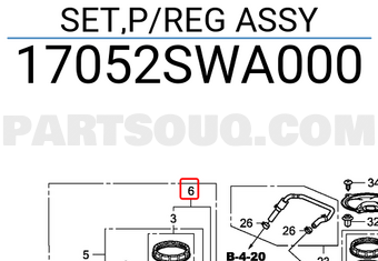 Honda 17052SWA000 SET,P/REG ASSY