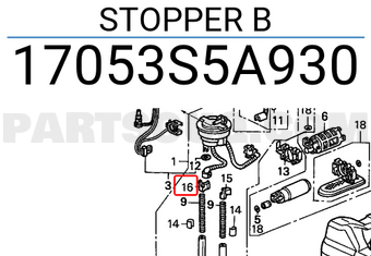Honda 17053S5A930 STOPPER B