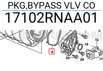Honda 17102RNAA01 PKG,BYPASS VLV CO