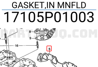 Honda 17105P01003 GASKET,IN MNFLD