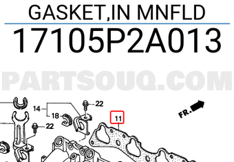 Honda 17105P2A013 GASKET,IN MNFLD