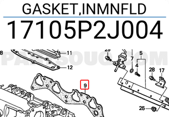 Honda 17105P2J004 GASKET,INMNFLD