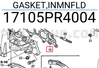 Honda 17105PR4004 GASKET,INMNFLD