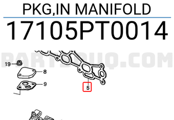 Honda 17105PT0014 PKG,IN MANIFOLD