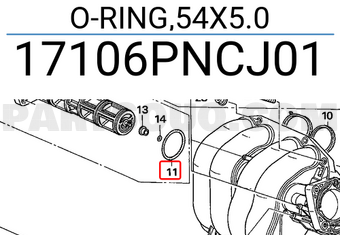 Honda 17106PNCJ01 O-RING,54X5.0