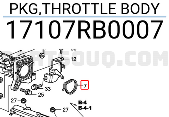 Honda 17107RB0007 PKG,THROTTLE BODY