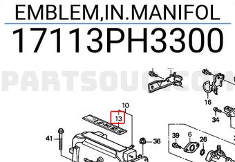 Honda 17113PH3300 EMBLEM,IN.MANIFOL