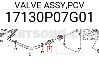 Honda 17130P07G01 VALVE ASSY,PCV