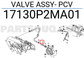 Honda 17130P2MA01 VALVE ASSY- PCV