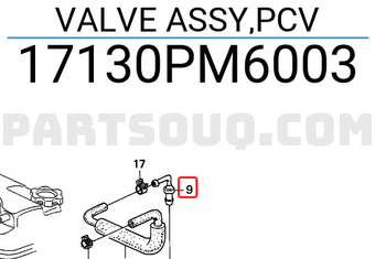 Honda 17130PM6003 VALVE ASSY,PCV