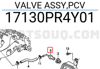 Honda 17130PR4Y01 VALVE ASSY,PCV