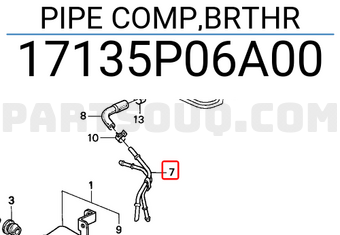Honda 17135P06A00 PIPE COMP,BRTHR