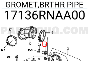 Honda 17136RNAA00 GROMET,BRTHR PIPE