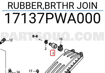 Honda 17137PWA000 RUBBER,BRTHR JOIN