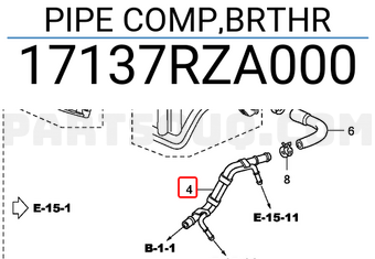 Honda 17137RZA000 PIPE COMP,BRTHR