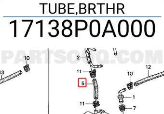 Honda 17138P0A000 TUBE,BRTHR