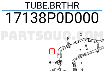 Honda 17138P0D000 TUBE,BRTHR
