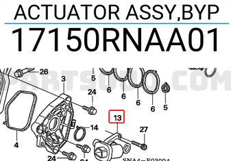Honda 17150RNAA01 ACTUATOR ASSY,BYP