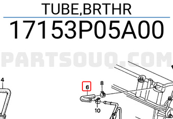 Honda 17153P05A00 TUBE,BRTHR