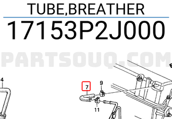 Honda 17153P2J000 TUBE,BREATHER