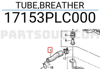 Honda 17153PLC000 TUBE,BREATHER