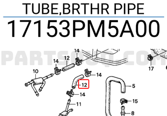 Honda 17153PM5A00 TUBE,BRTHR PIPE
