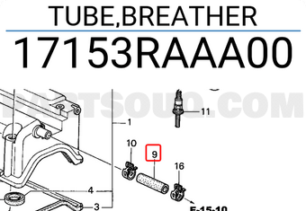 Honda 17153RAAA00 TUBE,BREATHER