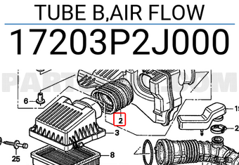 Honda 17203P2J000 TUBE B,AIR FLOW
