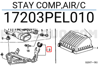 Honda 17203PEL010 STAY COMP,AIR/C