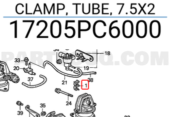 Honda 17205PC6000 CLAMP, TUBE, 7.5X2