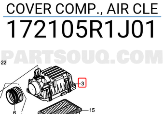 Honda 172105R1J01 COVER COMP., AIR CLE