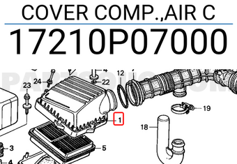 Honda 17210P07000 COVER COMP.,AIR C