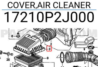 Honda 17210P2J000 COVER,AIR CLEANER