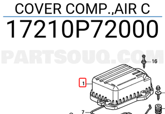 Honda 17210P72000 COVER COMP.,AIR C