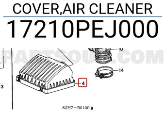 Honda 17210PEJ000 COVER,AIR CLEANER