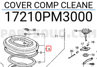 Honda 17210PM3000 COVER COMP CLEANE
