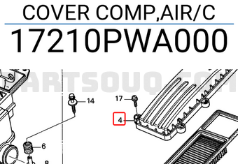 Honda 17210PWA000 COVER COMP,AIR/C