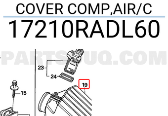 Honda 17210RADL60 COVER COMP,AIR/C
