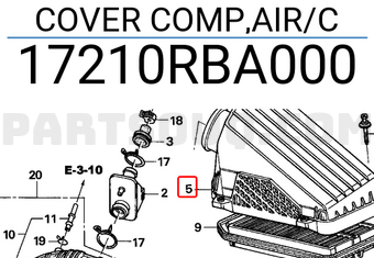 Honda 17210RBA000 COVER COMP,AIR/C