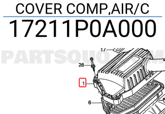 Honda 17211P0A000 COVER COMP,AIR/C