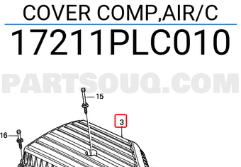 Honda 17211PLC010 COVER COMP,AIR/C