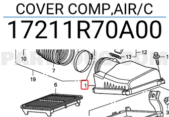 Honda 17211R70A00 COVER COMP,AIR/C