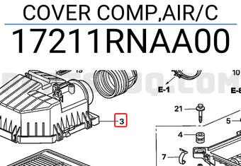 Honda 17211RNAA00 COVER COMP,AIR/C