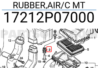 Honda 17212P07000 RUBBER,AIR/C MT
