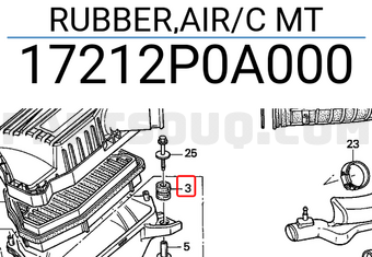 Honda 17212P0A000 RUBBER,AIR/C MT