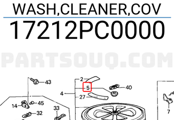Honda 17212PC0000 WASH,CLEANER,COV