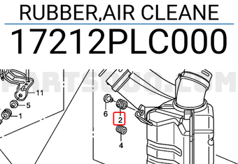 Honda 17212PLC000 RUBBER,AIR CLEANE