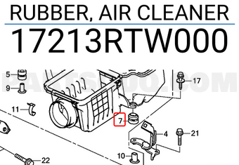 Honda 17213RTW000 RUBBER, AIR CLEANER