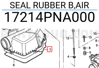 Honda 17214PNA000 SEAL RUBBER B,AIR