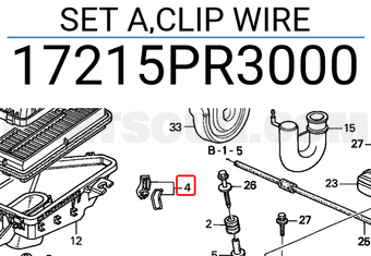 Honda 17215PR3000 SET A,CLIP WIRE